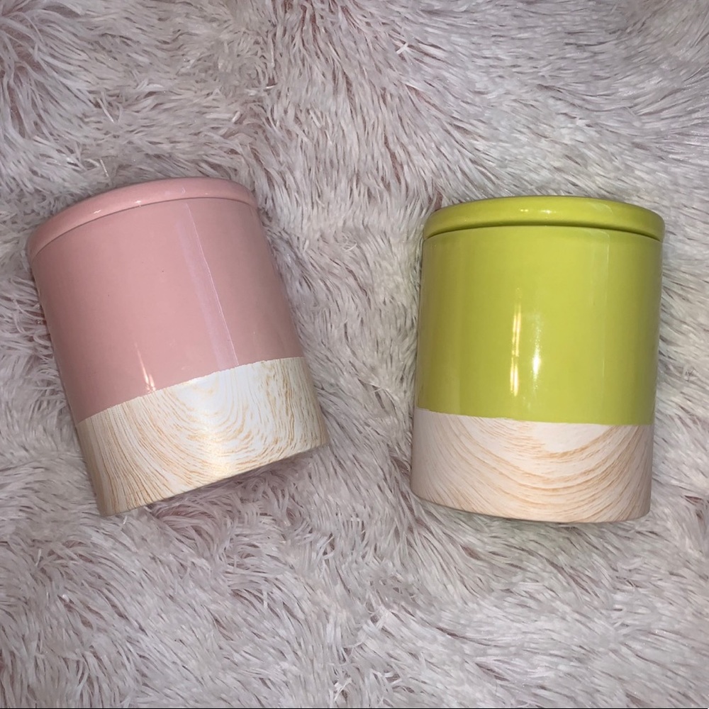 Pink and Green canisters